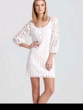 Trina Turk Wakeboard White Crochet Lace Women’s Dress, Pristine.